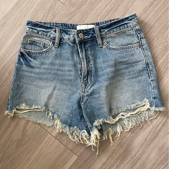 vervet high waisted distressed denim blue shorts - Picture 2 of 5